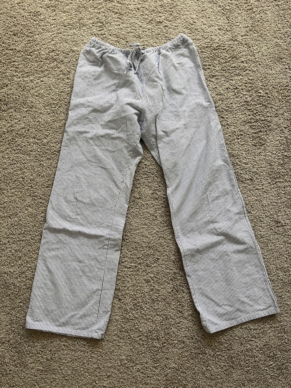 Brandy Melville Blue and White Pinstripe Jogger Pants